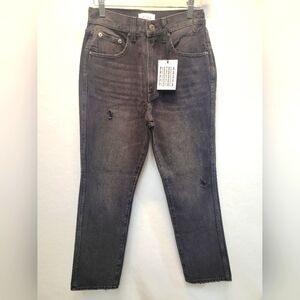 PISTOLA EDEN High Rise Slim Kick Distressed Black Demin Jean Women's Size 26-in